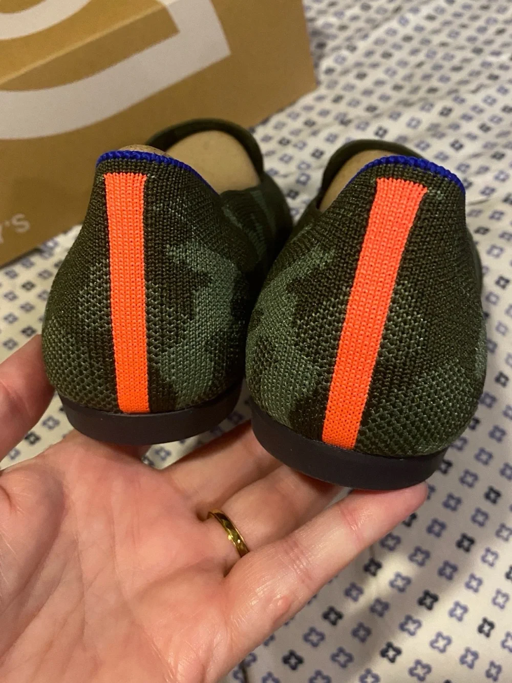 Rothy's women's Green Camo Knit The Daily Loafers arch insole NEW 9.5